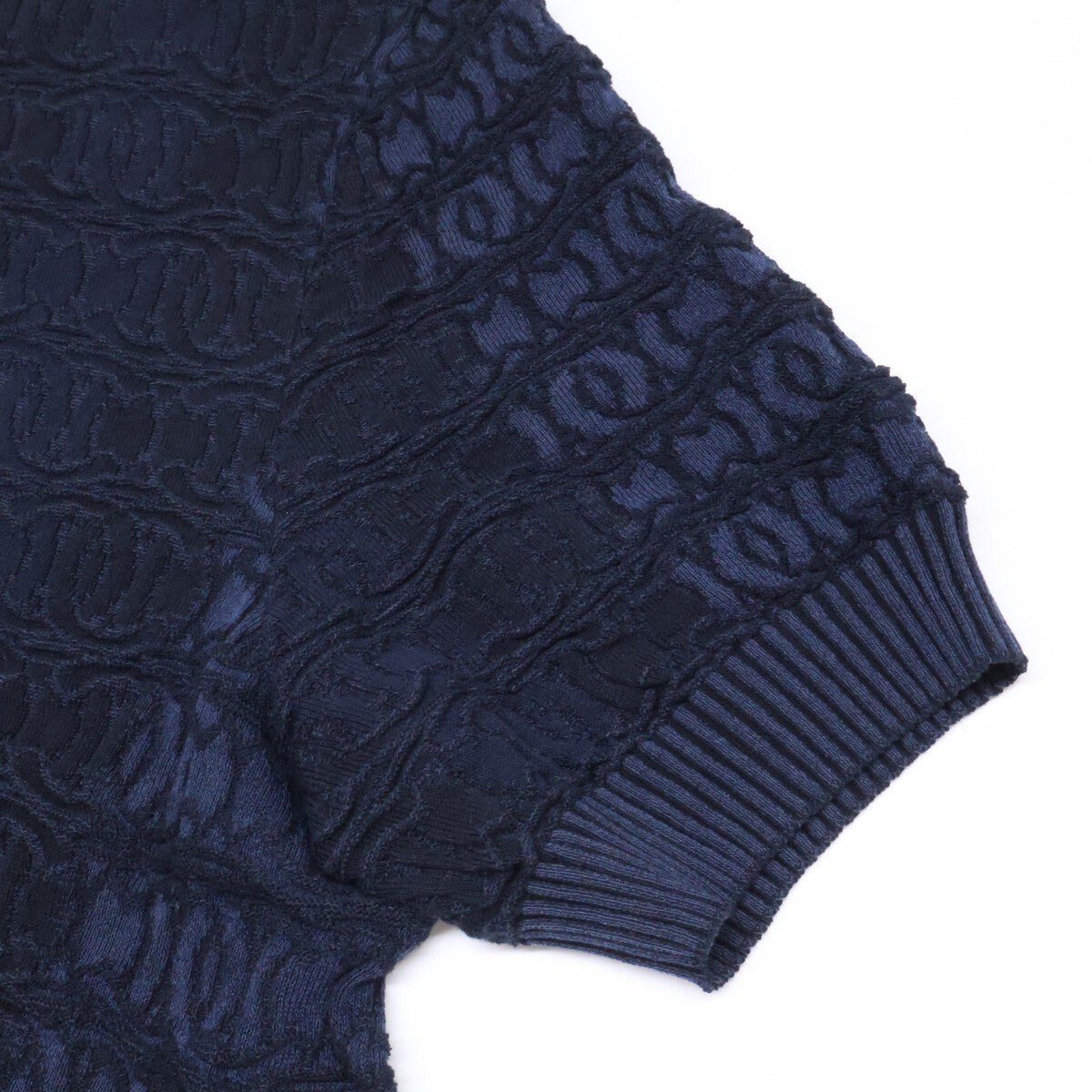 CHANEL シャネル 【美品/国内正規】P60688K46371 ココマークボタン CCジャガード 半袖ニットセーター トップス
