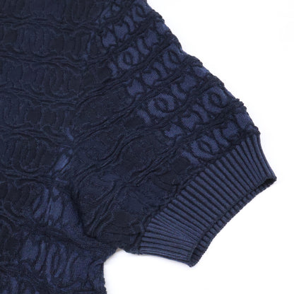 CHANEL シャネル 【美品/国内正規】P60688K46371 ココマークボタン CCジャガード 半袖ニットセーター トップス