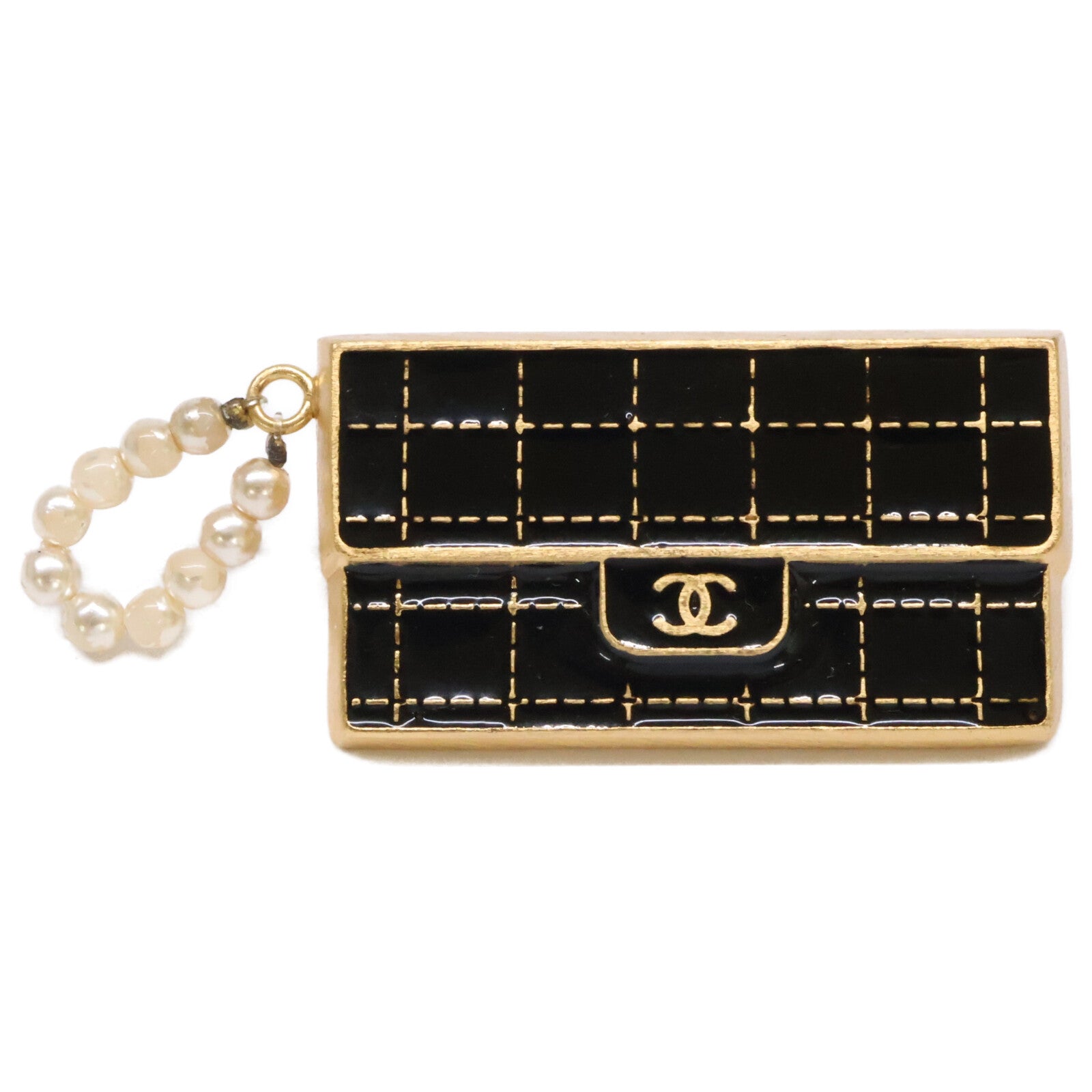 CHANEL シャネル 【美品】02A ココマーク チョコバーバッグモチーフ パールチャーム ブローチ