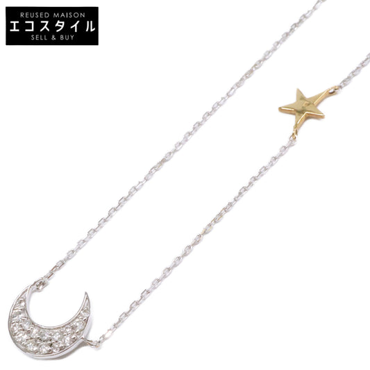 Joie de treat. ジョア ドゥ トリート 【美品】ANNM-W K18WG K18YG 0.14刻印 pave de lune パヴェ ドゥ リュンヌ ムーン/スターモチーフ ダイヤモンド ネックレス