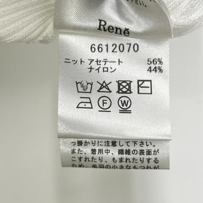 Rene ルネ 26SS 6612070 ホワイト アセテート×ナイロン レースカラー パールボタンリブニットカーディガン トップス