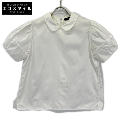 YOKOCHAN ヨーコチャン YCB-321-277 ホワイト コットン パフスリーブラウンドカラーシャツブラウス トップス