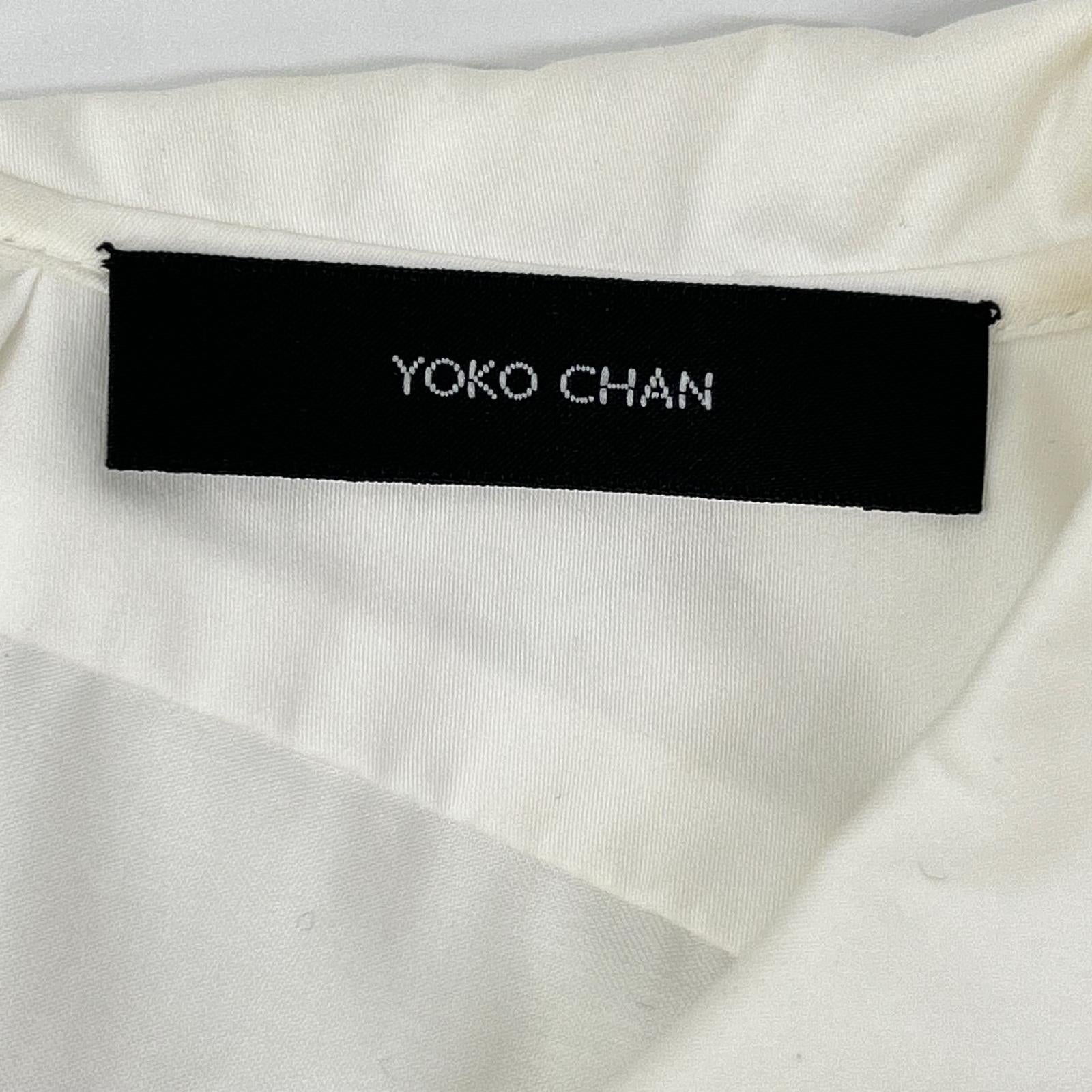 YOKOCHAN ヨーコチャン YCB-321-277 ホワイト コットン パフスリーブラウンドカラーシャツブラウス トップス
