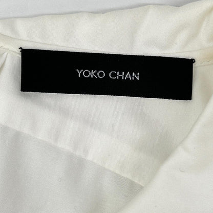 YOKOCHAN ヨーコチャン YCB-321-277 ホワイト コットン パフスリーブラウンドカラーシャツブラウス トップス