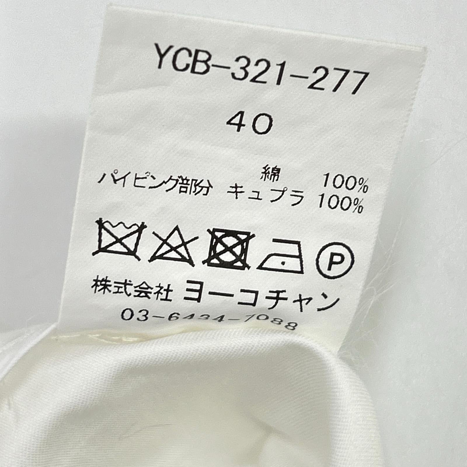 YOKOCHAN ヨーコチャン YCB-321-277 ホワイト コットン パフスリーブラウンドカラーシャツブラウス トップス