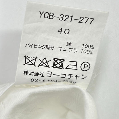 YOKOCHAN ヨーコチャン YCB-321-277 ホワイト コットン パフスリーブラウンドカラーシャツブラウス トップス