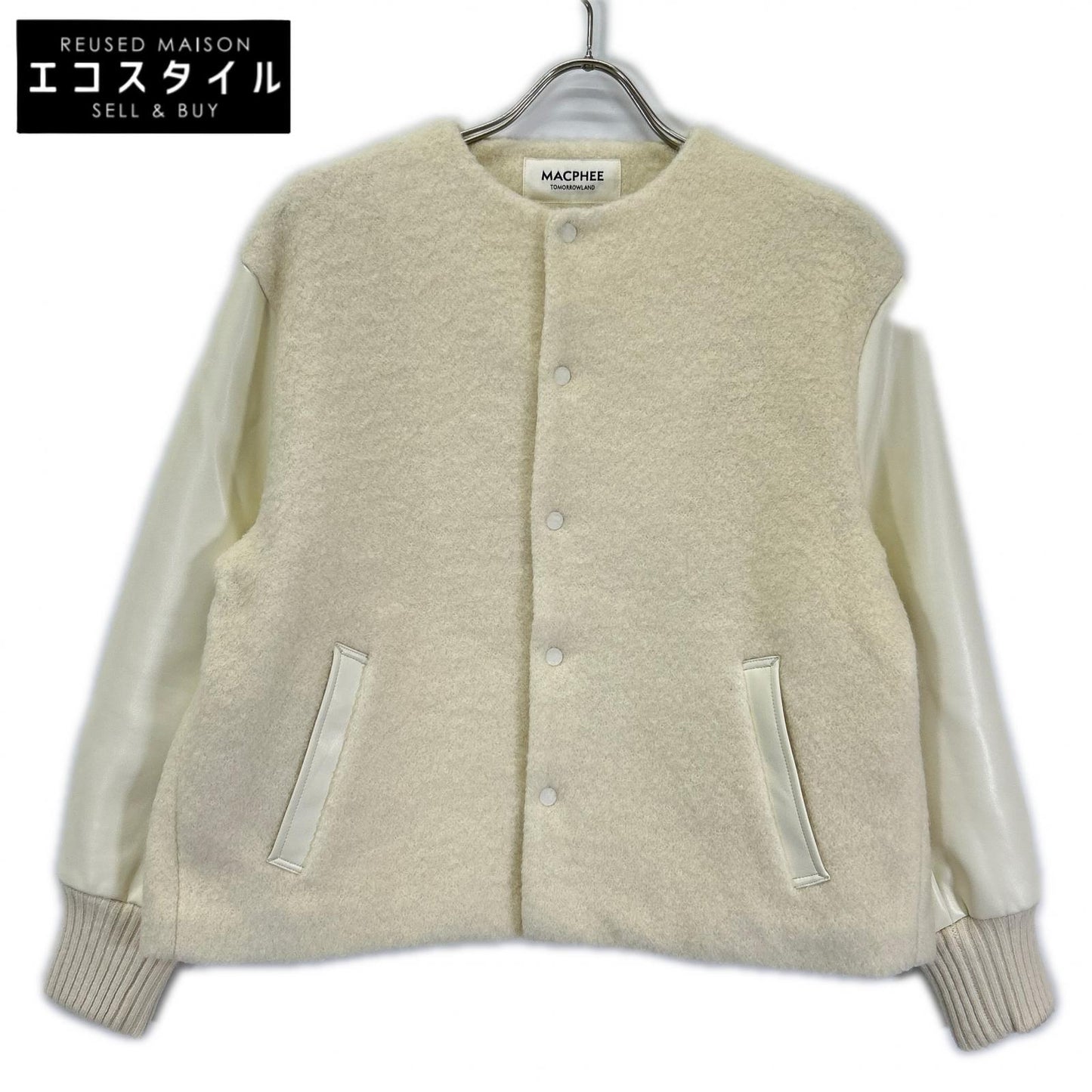 MACPHEE マカフィー 25年製 ホワイト ウール シープパイル ボタン ブルゾン ジャケット