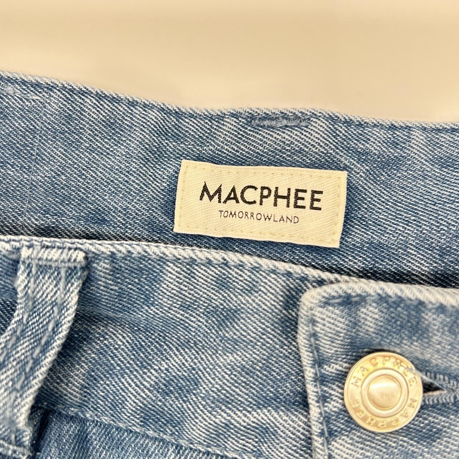 MACPHEE マカフィー 25年製 ブルー コットン ボタニカル エンブロイダリーデニム タックワイドパンツ トップス
