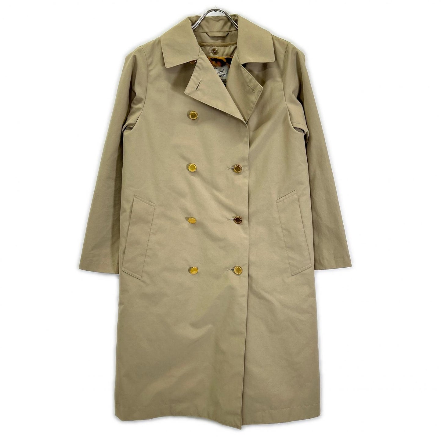 TRADITIONAL WEATHERWEAR トラディショナルウェザーウェア カーキベージュ レオパード柄 金ボタン バックスリット トレンチコート コート