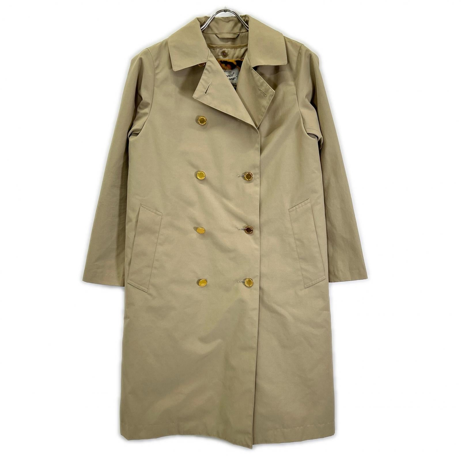 TRADITIONAL WEATHERWEAR トラディショナルウェザーウェア カーキベージュ レオパード柄 金ボタン バックスリット トレンチコート コート