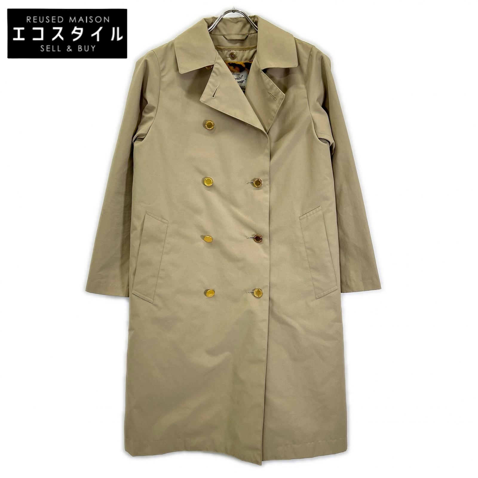 TRADITIONAL WEATHERWEAR トラディショナルウェザーウェア カーキベージュ レオパード柄 金ボタン バックスリット トレンチコート コート