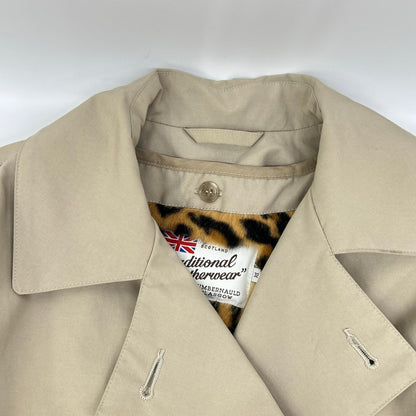 TRADITIONAL WEATHERWEAR トラディショナルウェザーウェア カーキベージュ レオパード柄 金ボタン バックスリット トレンチコート コート