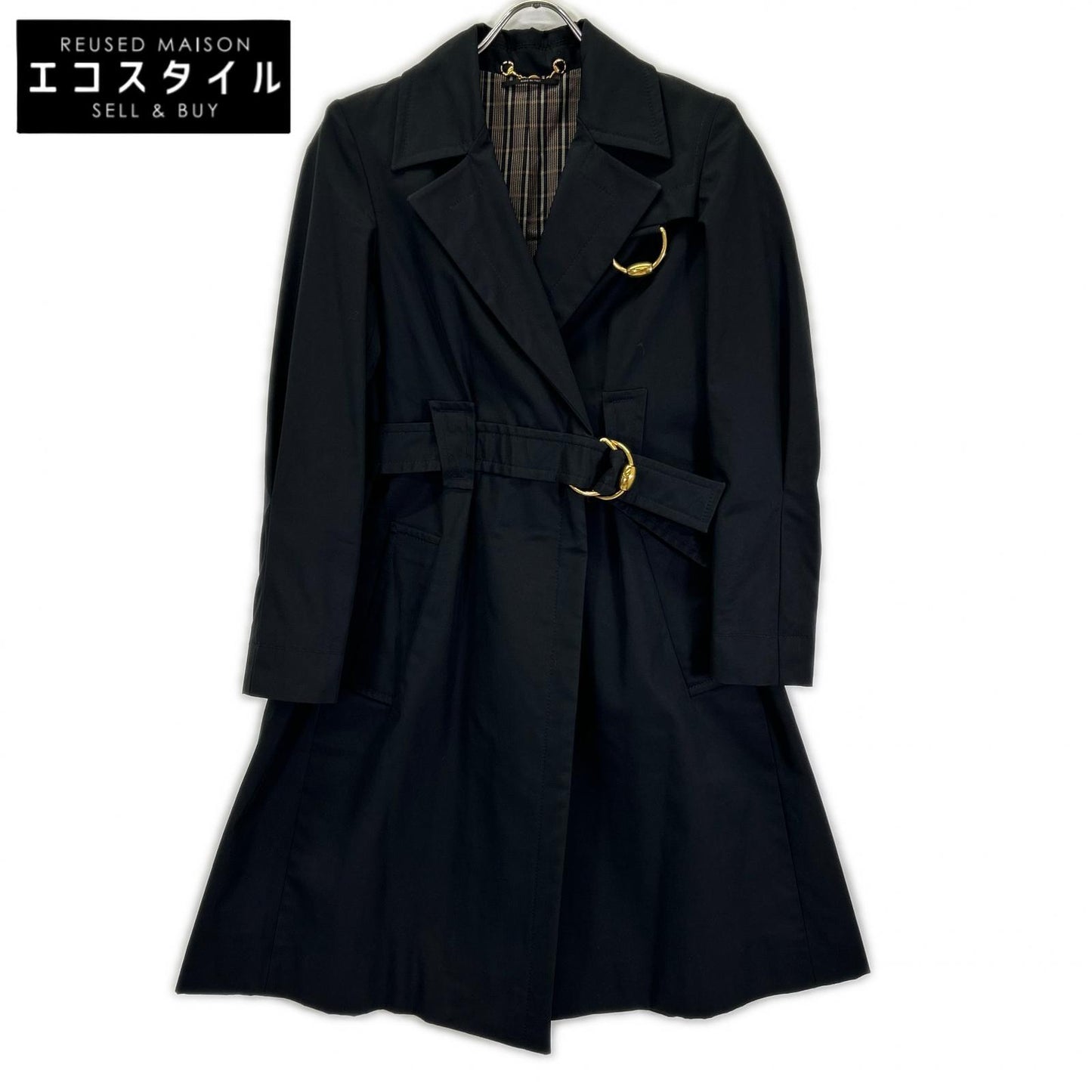 GUCCI グッチ トムフォード期　08年製 200254 ZS030 ブラック G金具 トレンチコート コート