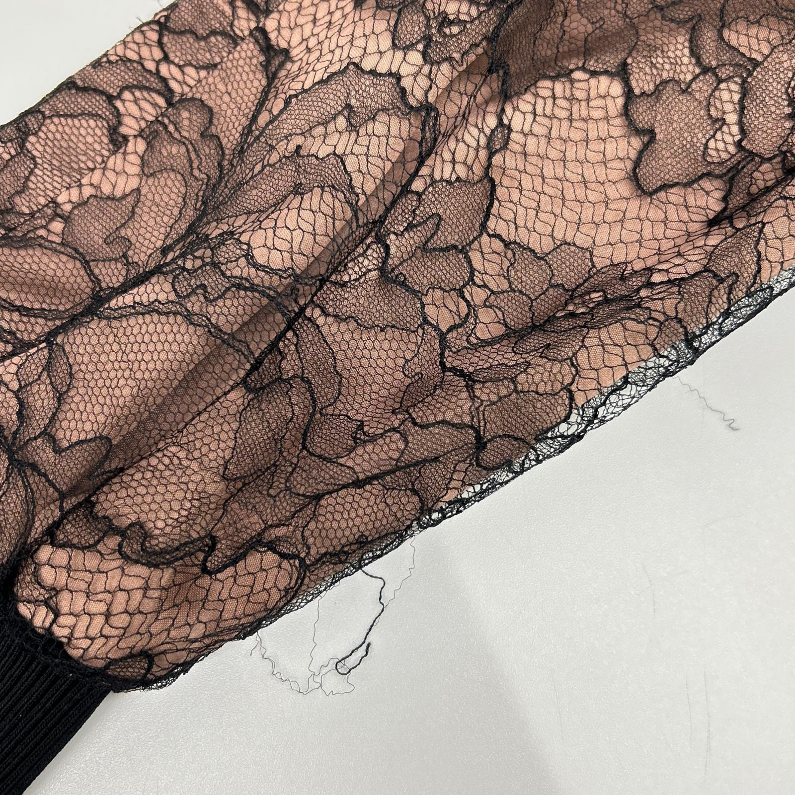 GUCCI グッチ 15年製 410131 ZGS82 ブラック×ベージュ レースデザイン ジップアップジャケット ジャケット