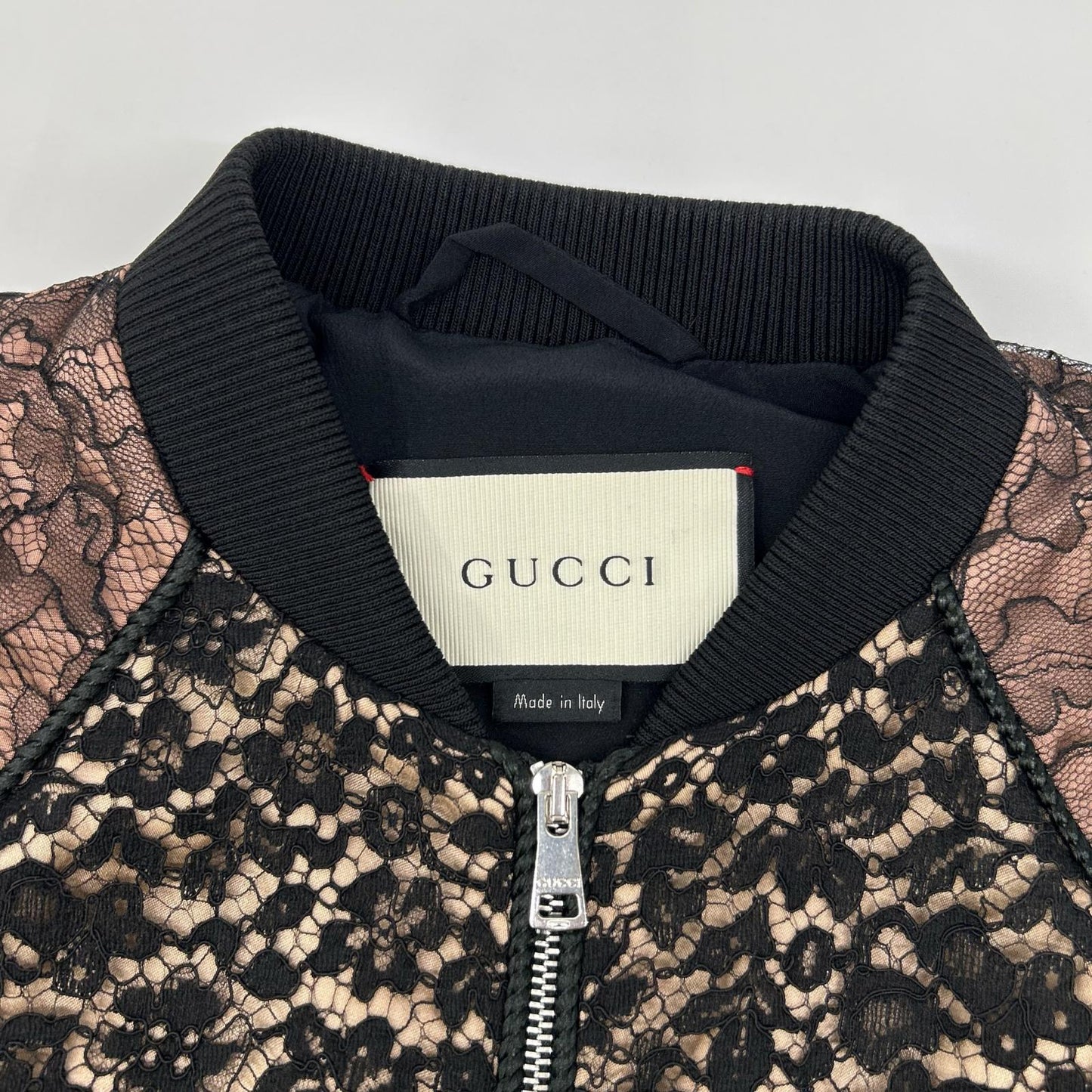 GUCCI グッチ 15年製 410131 ZGS82 ブラック×ベージュ レースデザイン ジップアップジャケット ジャケット