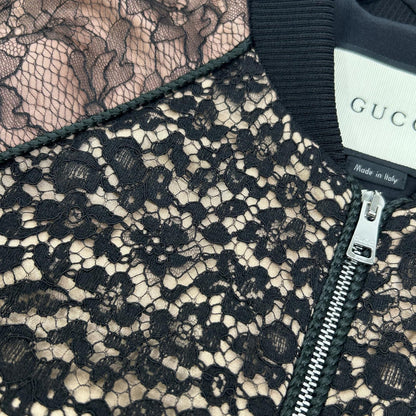 GUCCI グッチ 15年製 410131 ZGS82 ブラック×ベージュ レースデザイン ジップアップジャケット ジャケット