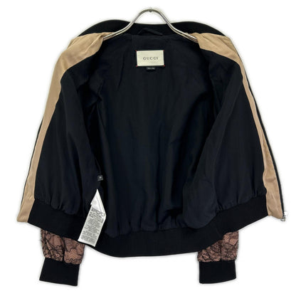 GUCCI グッチ 15年製 410131 ZGS82 ブラック×ベージュ レースデザイン ジップアップジャケット ジャケット