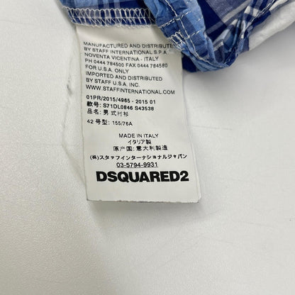 DSQUARED2 ディースクエアード ブルー系 チェック ワイヤー襟 長袖シャツ トップス