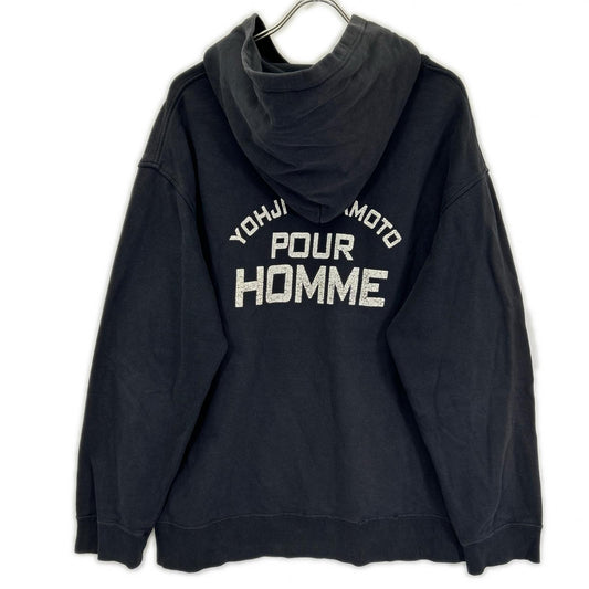 Yohji Yamamoto POUR HOMME ヨウジヤマモトプールオム 24AW HO-T87-095 ブラック バックプリント フーディ トップス