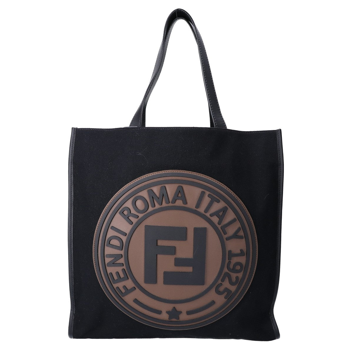 FENDI フェンディ 【美品】7VA435 ラバーロゴ キャンバス/レザー トートバッグ