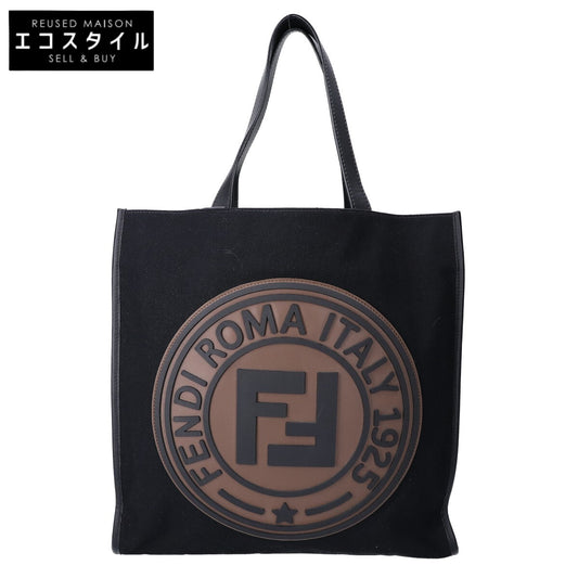 FENDI フェンディ 【美品】7VA435 ラバーロゴ キャンバス/レザー トートバッグ