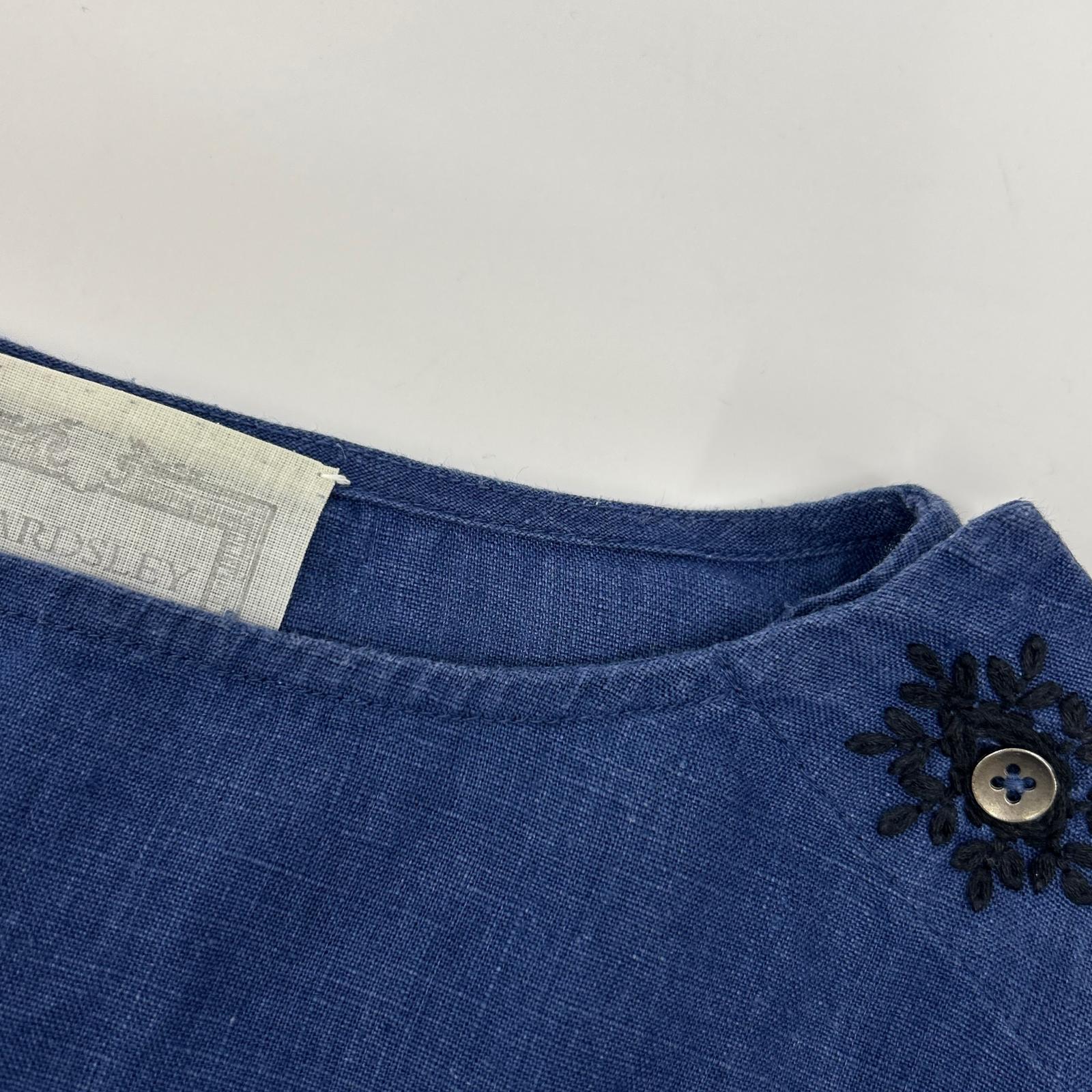 BEARDSLEY ビアズリー BEZ1011309A0004 ブルー リネン100 ポイント刺しゅうノースリーブワンピース ワンピース