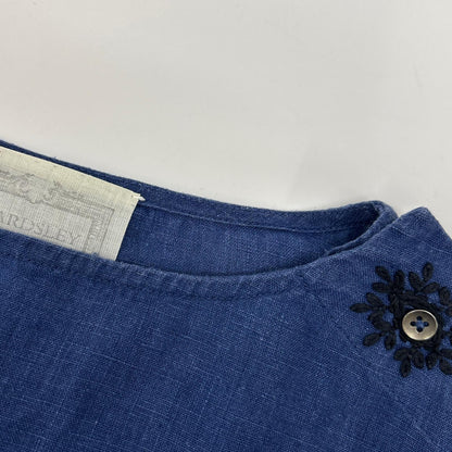 BEARDSLEY ビアズリー BEZ1011309A0004 ブルー リネン100 ポイント刺しゅうノースリーブワンピース ワンピース