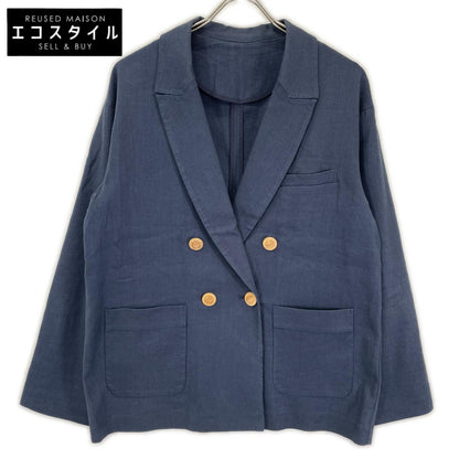 BEARDSLEY ビアズリー BEZ1001307A0001 ブルー リネン ストレッチダブルブレストテーラードジャケット ジャケット