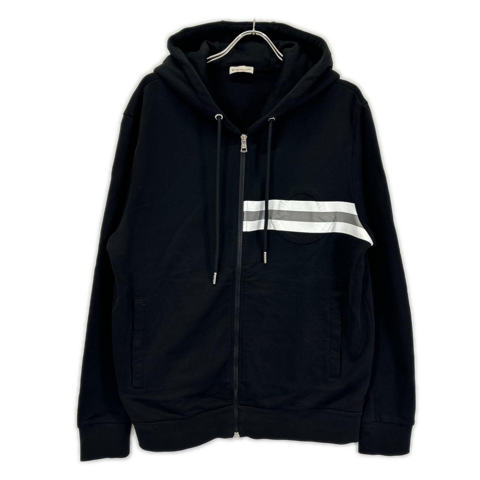 MONCLER モンクレール 20年製 ブラック MAGLIA CARDIGAN C/CAPPUCCIO エンボスロゴ フーデットジップアップパーカ トップス
