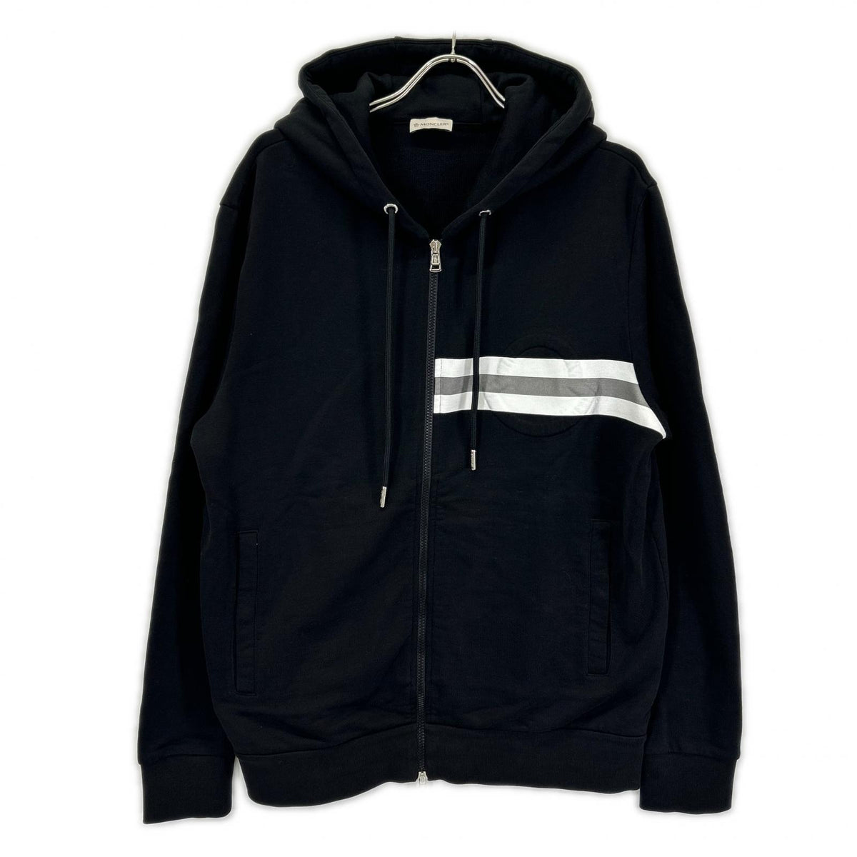 MONCLER モンクレール 20年製 ブラック MAGLIA CARDIGAN C/CAPPUCCIO エンボスロゴ フーデットジップアップパーカ トップス