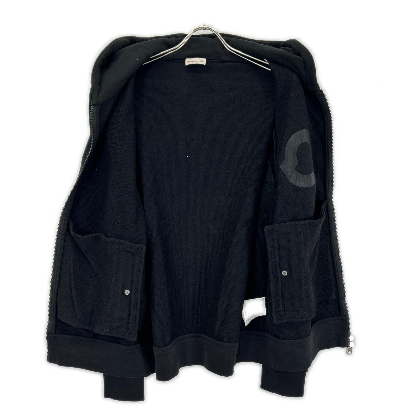 MONCLER モンクレール 20年製 ブラック MAGLIA CARDIGAN C/CAPPUCCIO エンボスロゴ フーデットジップアップパーカ トップス