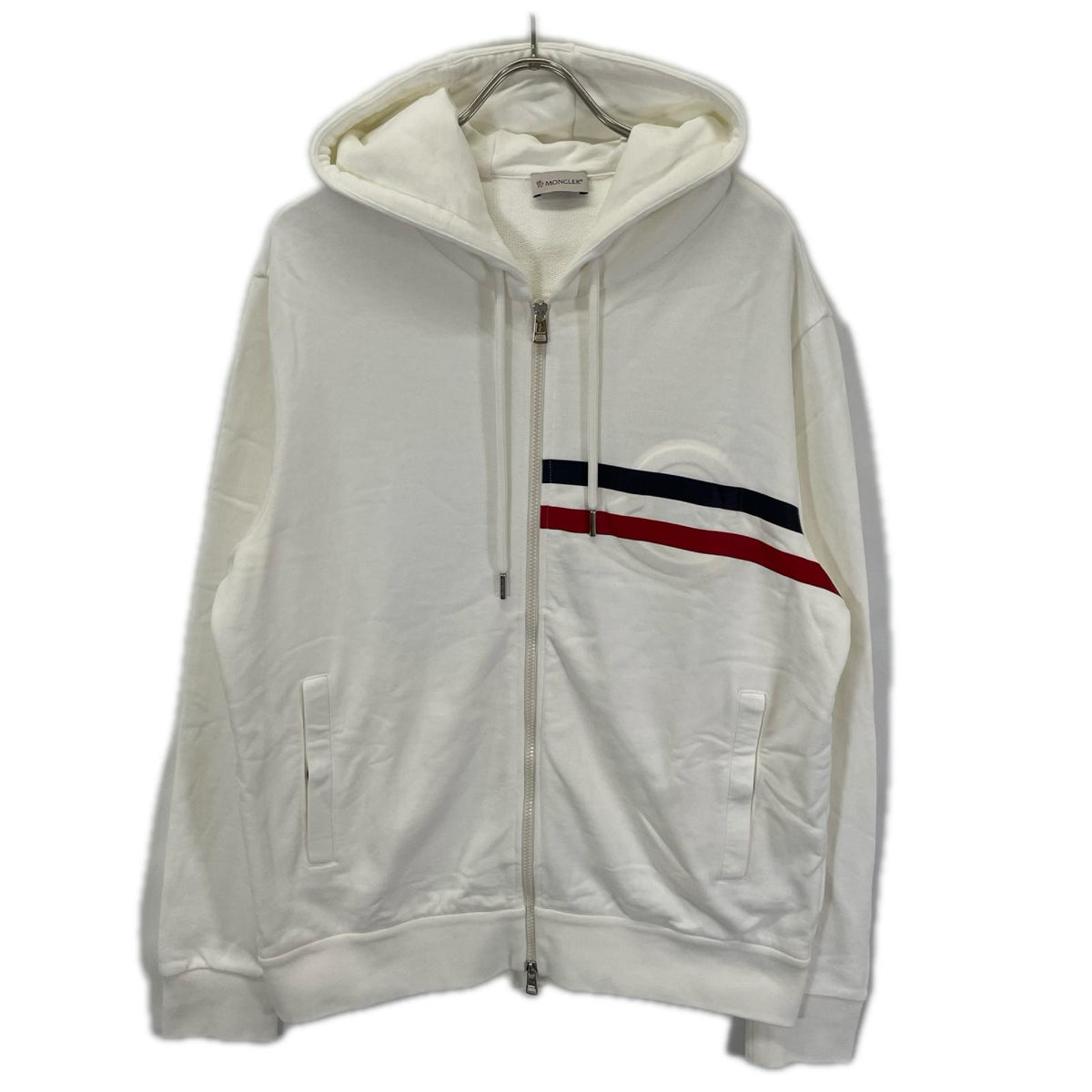 MONCLER モンクレール 20年製 ホワイト MAGLIA CARDIGAN C/CAPPUCCIO エンボスロゴ フーデットジップアップパーカ トップス