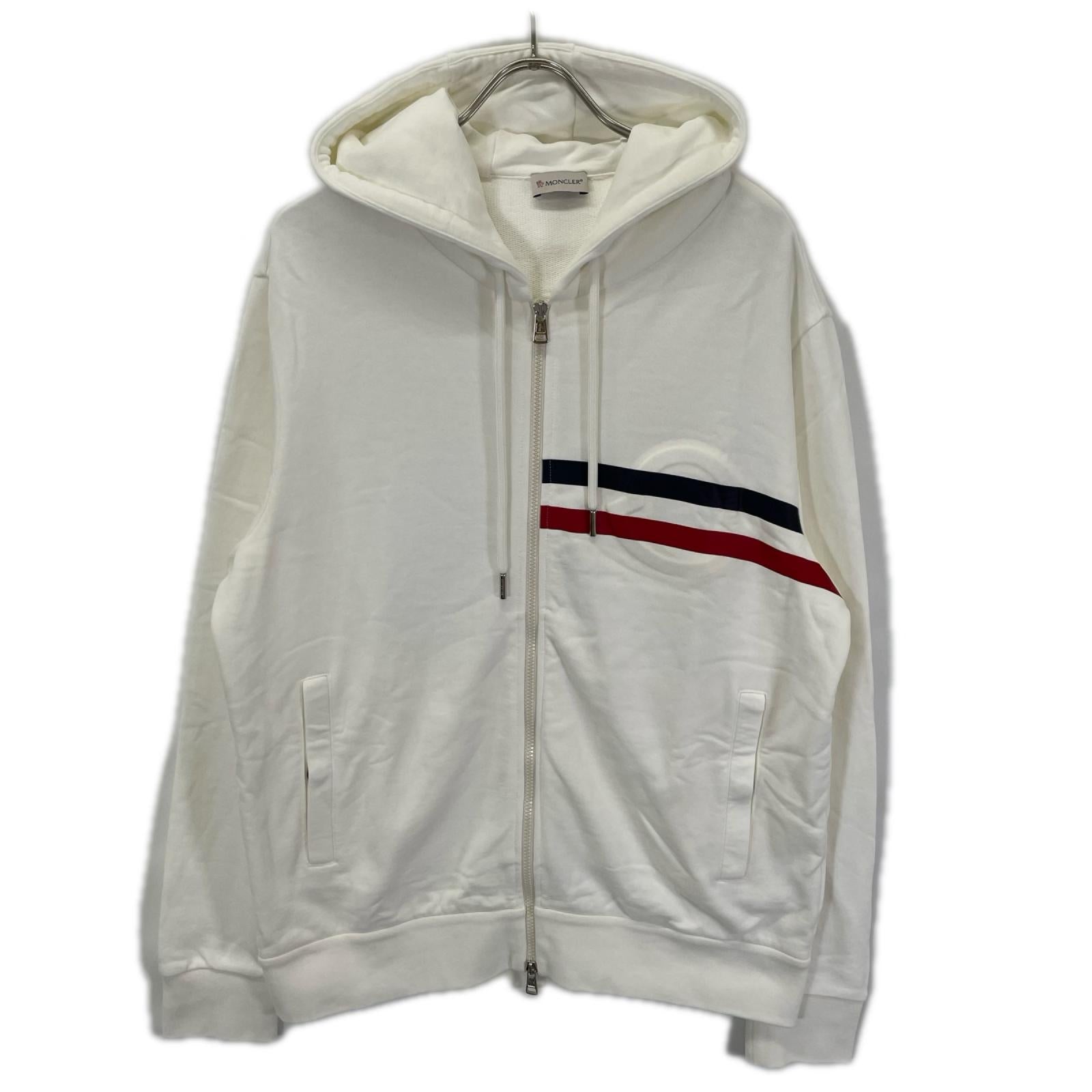 MONCLER モンクレール 20年製 ホワイト MAGLIA CARDIGAN C/CAPPUCCIO エンボスロゴ フーデットジップアップパーカ トップス