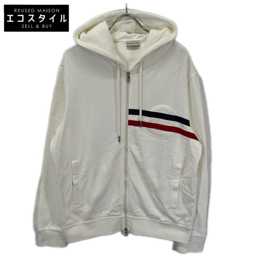 MONCLER モンクレール 20年製 ホワイト MAGLIA CARDIGAN C/CAPPUCCIO エンボスロゴ フーデットジップアップパーカ トップス