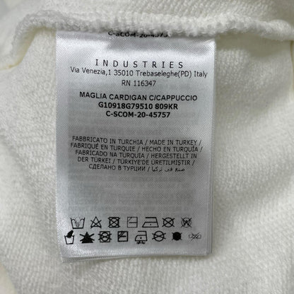 MONCLER モンクレール 20年製 ホワイト MAGLIA CARDIGAN C/CAPPUCCIO エンボスロゴ フーデットジップアップパーカ トップス