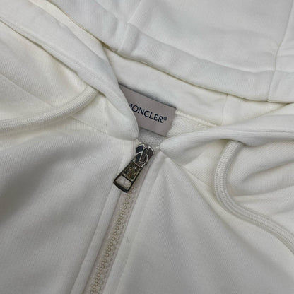 MONCLER モンクレール 20年製 ホワイト MAGLIA CARDIGAN C/CAPPUCCIO エンボスロゴ フーデットジップアップパーカ トップス