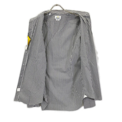 GIANNETTO ジャンネット ホワイト×ブラック コットン ストレッチ ストライプ柄 カッタウェイ シャツ トップス