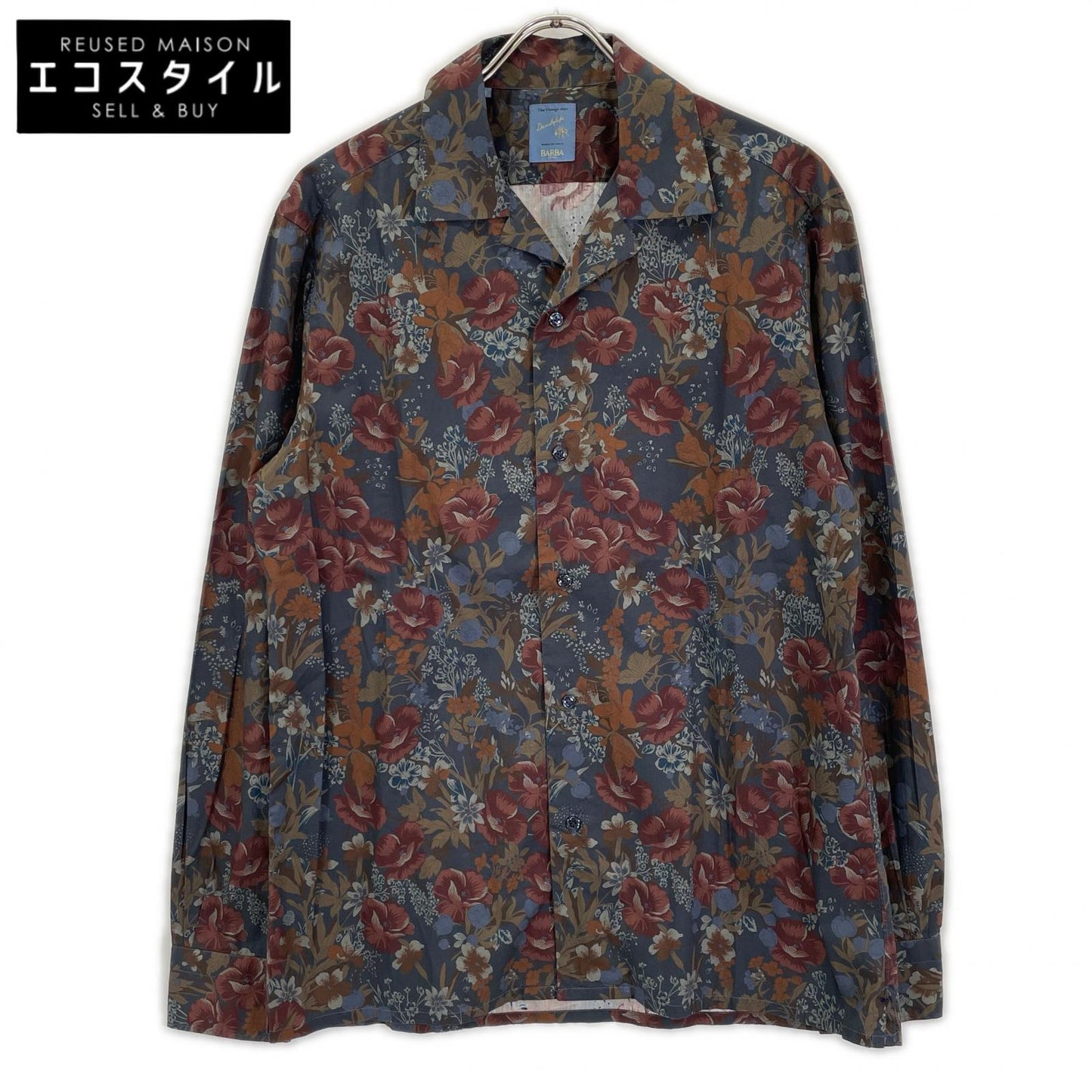 BARBA バルバ マルチカラー フラワープリントホリゾンタルカラー長袖シャツ トップス