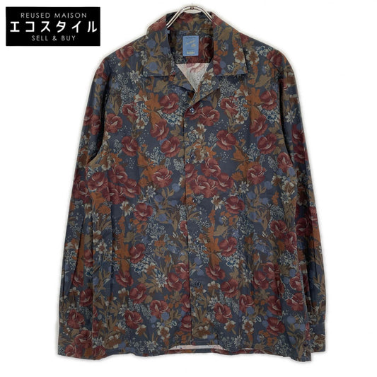 BARBA バルバ マルチカラー フラワープリントホリゾンタルカラー長袖シャツ トップス