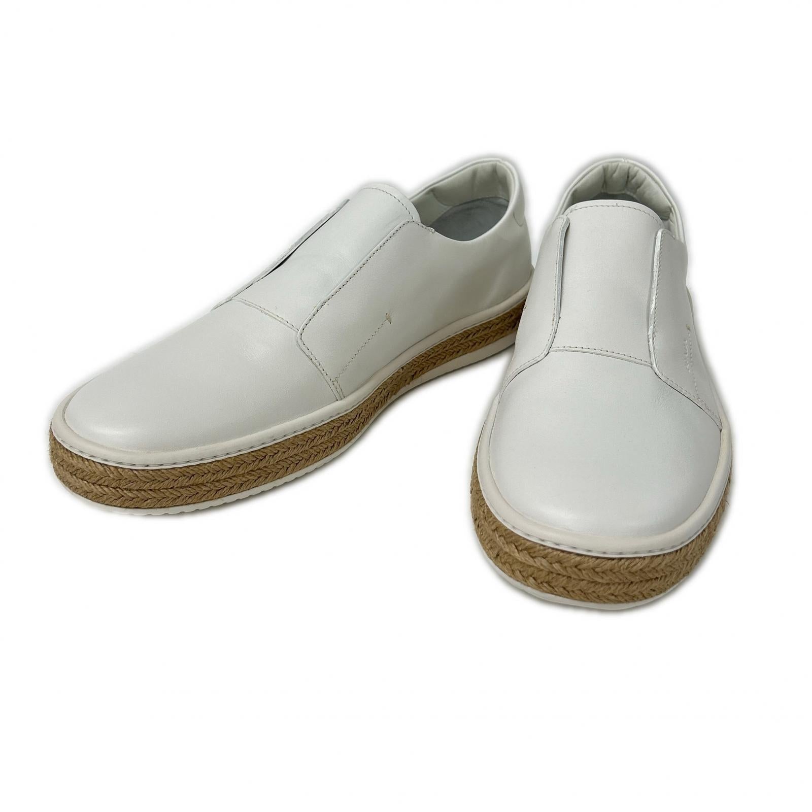 PRADA プラダ 【美品】4D2947 レザー エスパドリーユソール スリッポン シューズ