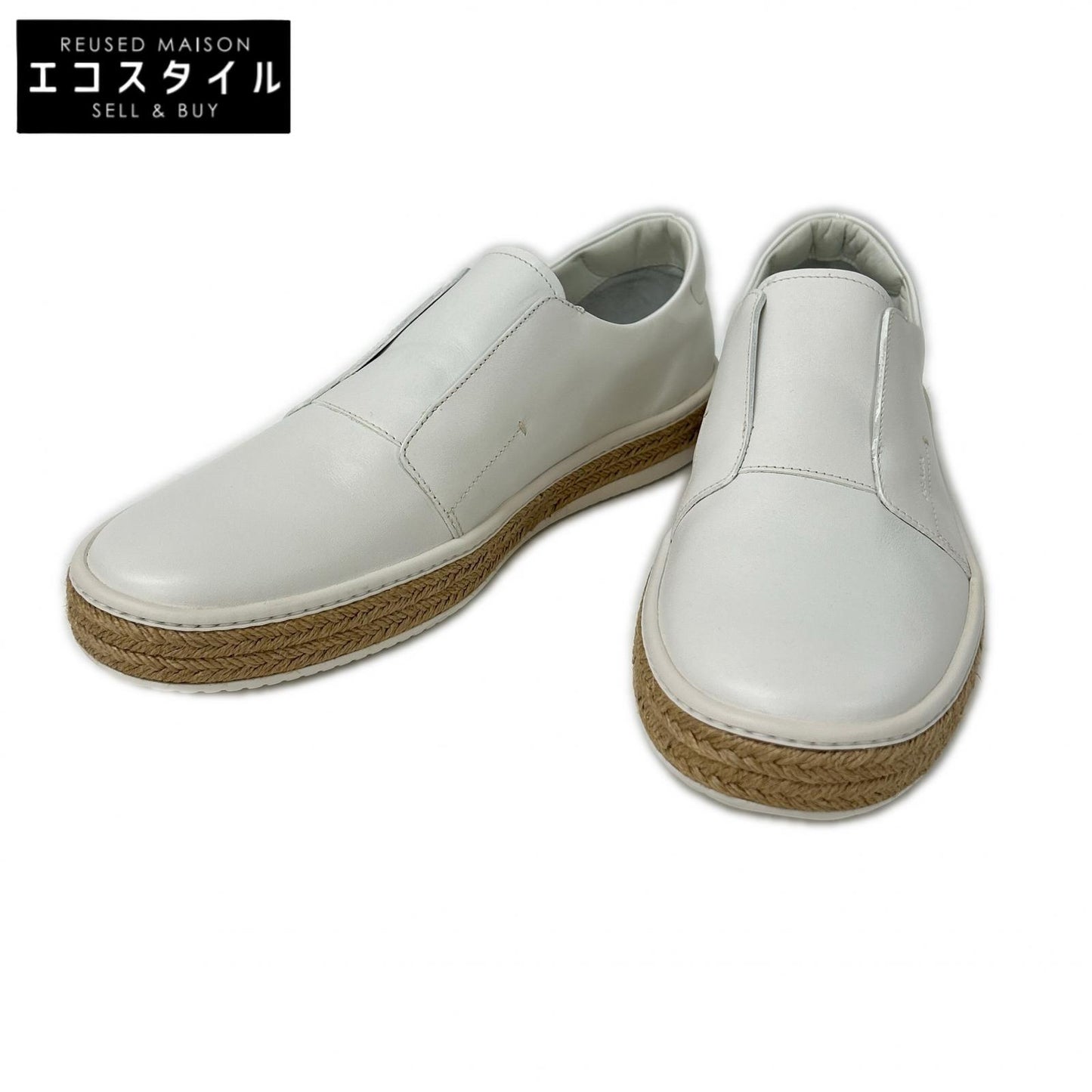 PRADA プラダ 【美品】4D2947 レザー エスパドリーユソール スリッポン シューズ