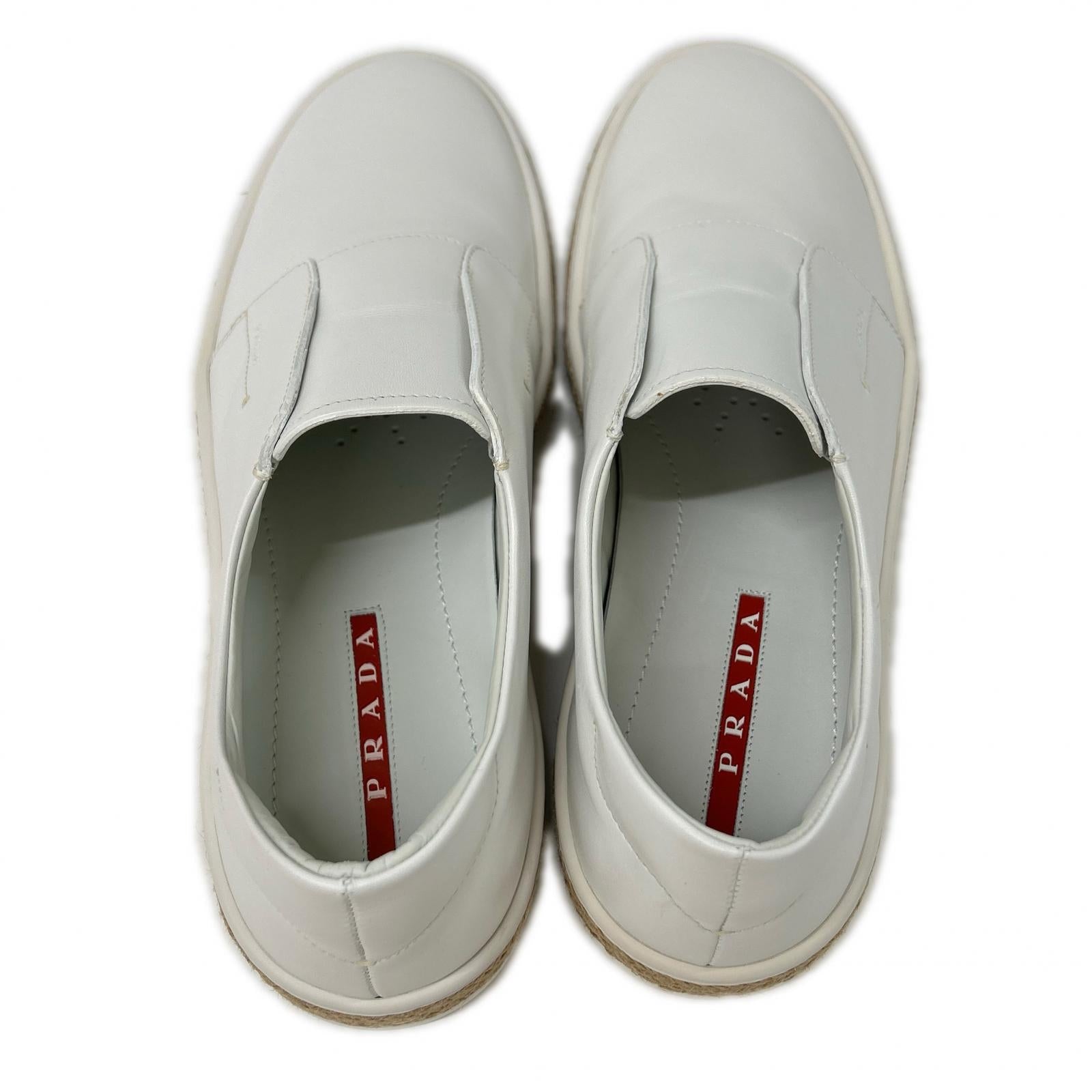 PRADA プラダ 【美品】4D2947 レザー エスパドリーユソール スリッポン シューズ