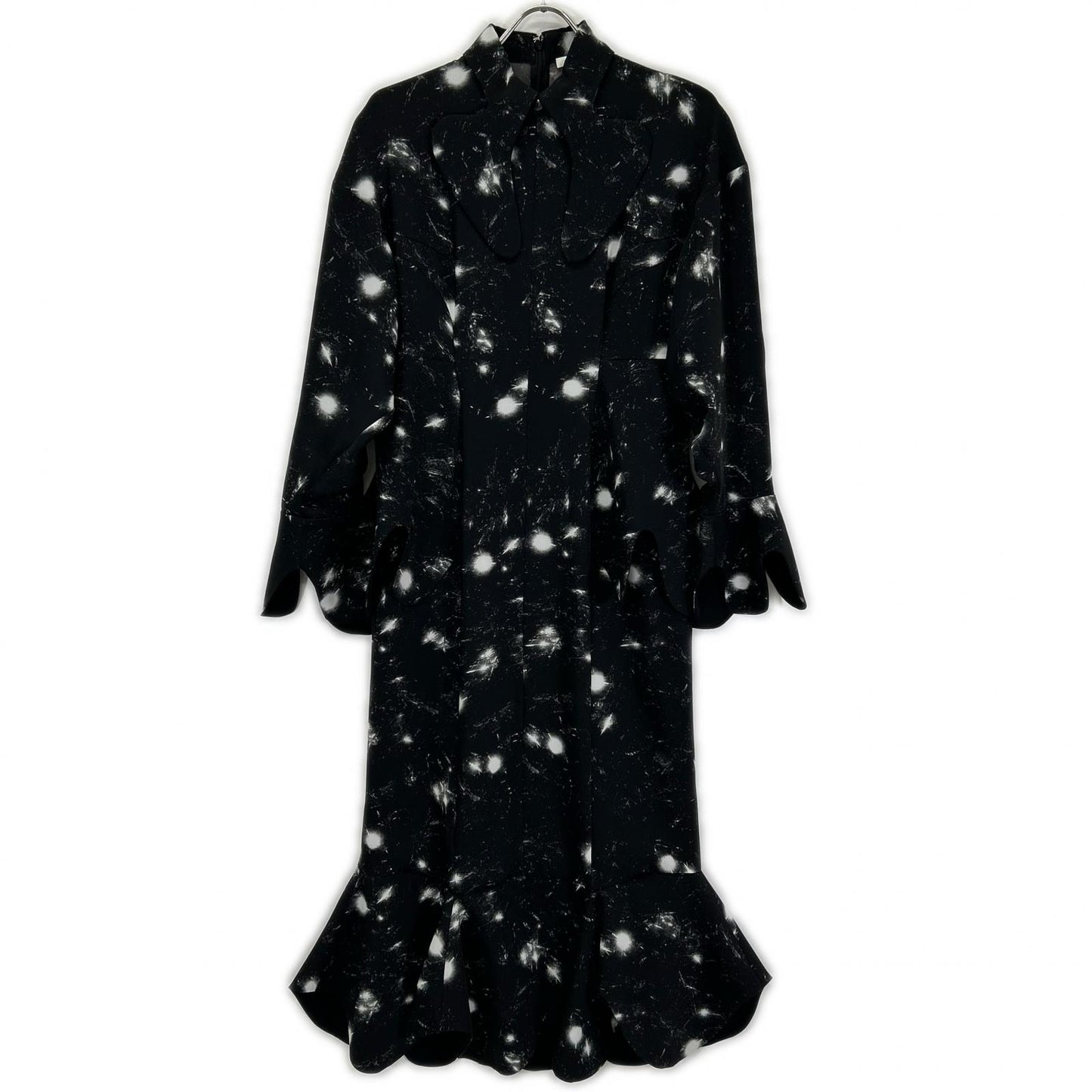 ENFOLD エンフォルド 24SS 300HS133-0560 ブラック ポリエステル ガラス転写 Broken glasses DRIP-COLLAR DRESS ワンピース