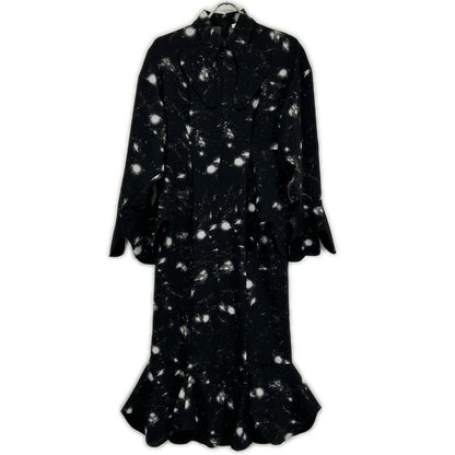 ENFOLD エンフォルド 24SS 300HS133-0560 ブラック ポリエステル ガラス転写 Broken glasses DRIP-COLLAR DRESS ワンピース