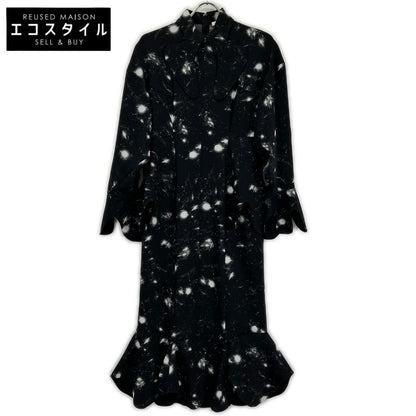 ENFOLD エンフォルド 24SS 300HS133-0560 ブラック ポリエステル ガラス転写 Broken glasses DRIP-COLLAR DRESS ワンピース