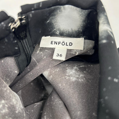 ENFOLD エンフォルド 24SS 300HS133-0560 ブラック ポリエステル ガラス転写 Broken glasses DRIP-COLLAR DRESS ワンピース
