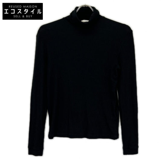 yori Yori YR11-24191K-2 Black cashmere-silk blend turtleneck ribbed knit top tops
