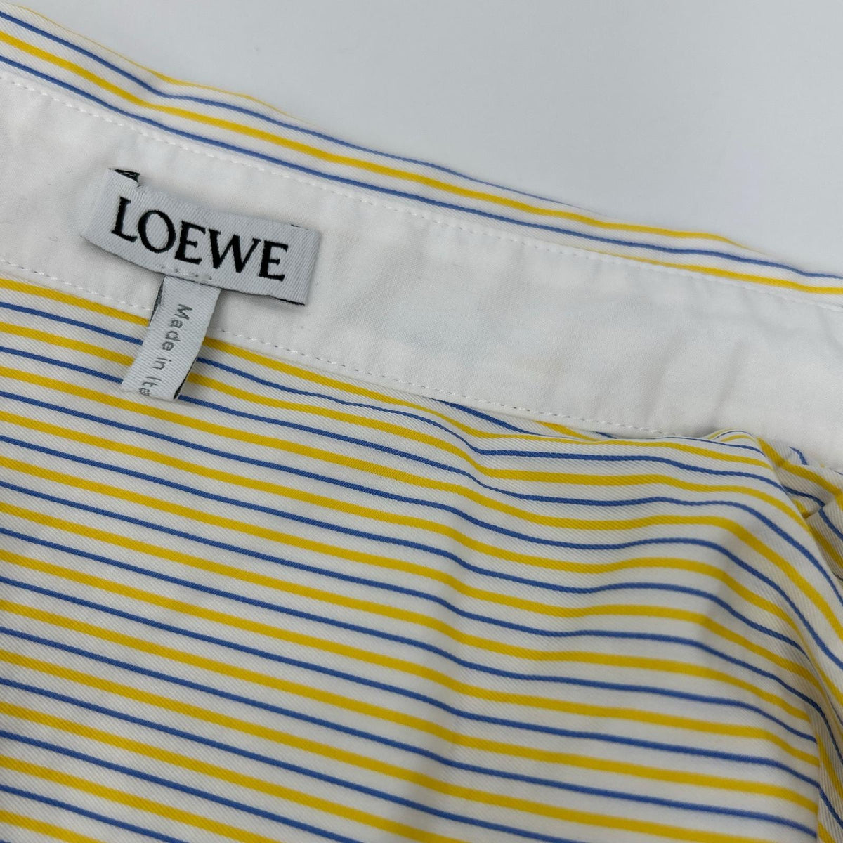 LOEWE ロエベ S359Y09XAG イエロー×ブルー ストライプ アナグラム刺繍 シャツワンピース ワンピース