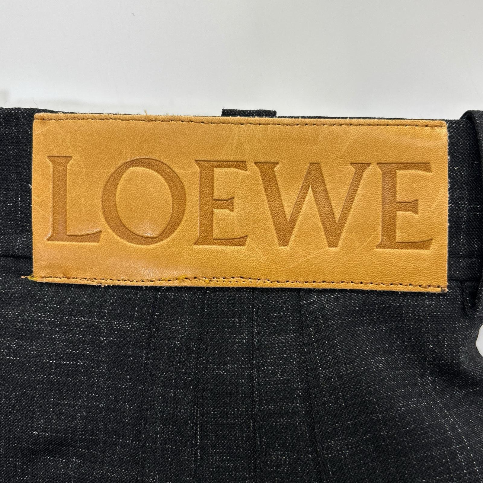 LOEWE ロエベ S540331X90 チャコール ウール100 レザーパッチ ツータック サルエルパンツ ボトムス
