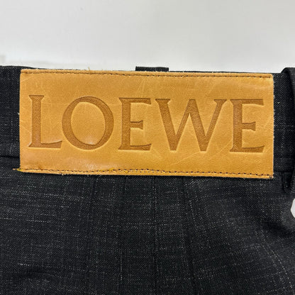 LOEWE ロエベ S540331X90 チャコール ウール100 レザーパッチ ツータック サルエルパンツ ボトムス